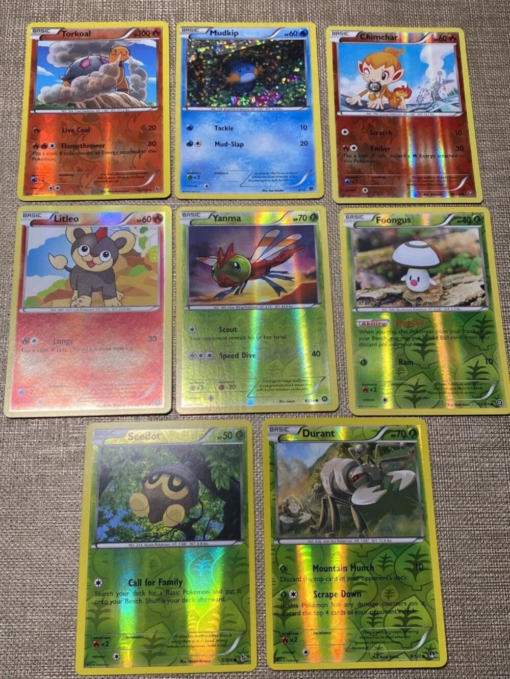 Pokemon Card Lot 8 Holo Reverse Cards Mudkip Yanma Foongus Durant